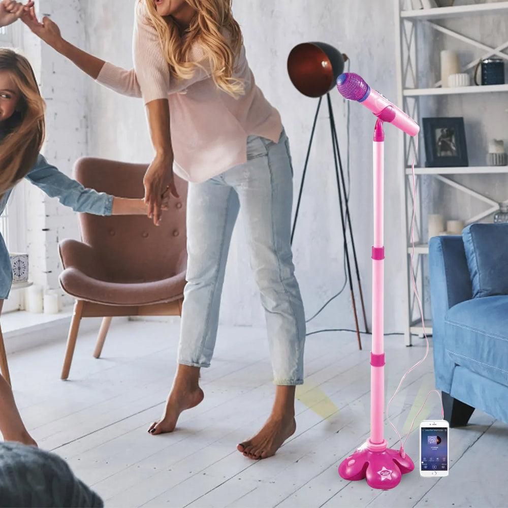 Karaoke Machine with 1 Mic Adjustable Stand Music Play Toy Pink - Image 3
