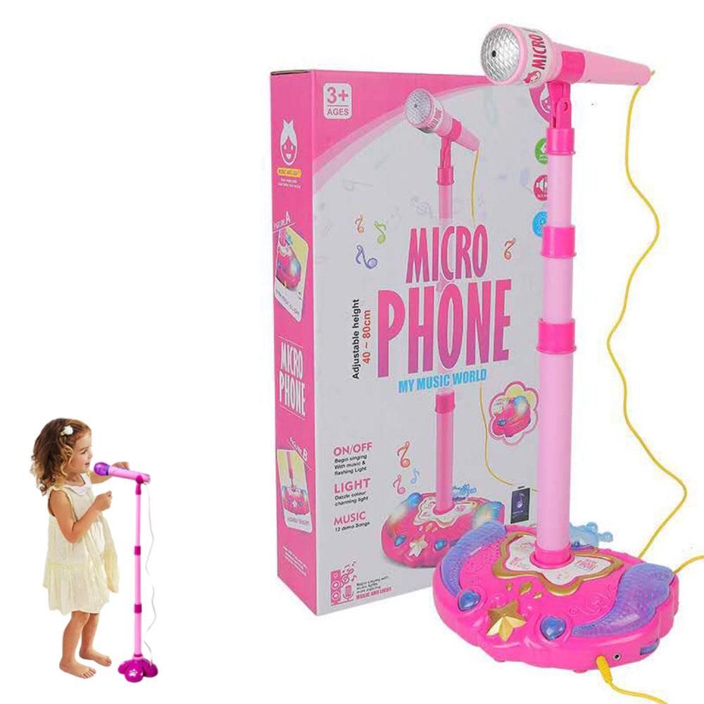 Karaoke Machine with 1 Mic Adjustable Stand Music Play Toy Pink - Image 5