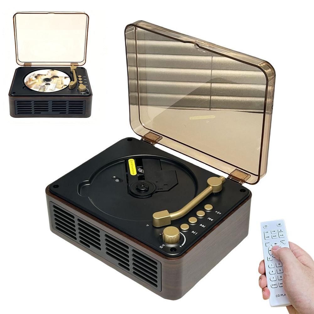 Retro CD Music Player with Bluetooth and FM Radio Multifunctional Home Audio System Brown - Image 1