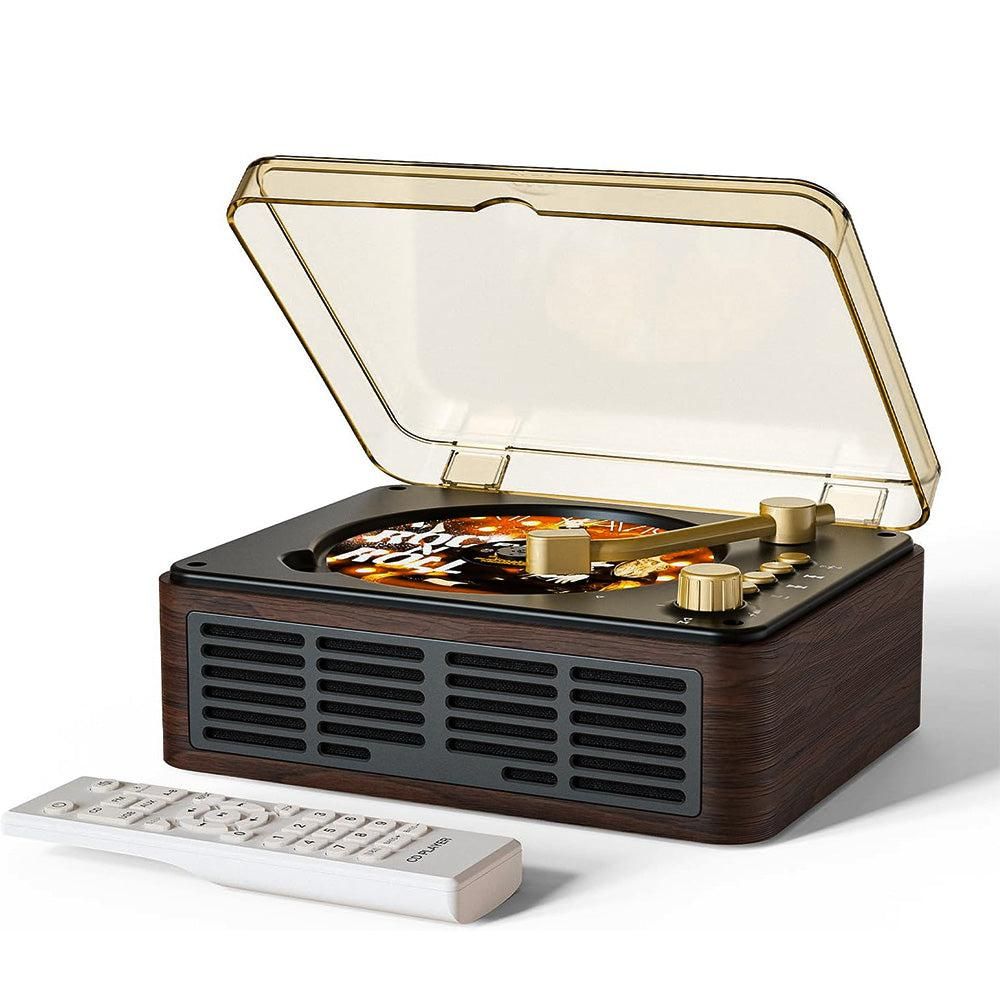 Retro CD Music Player with Bluetooth and FM Radio Multifunctional Home Audio System Brown - Image 4