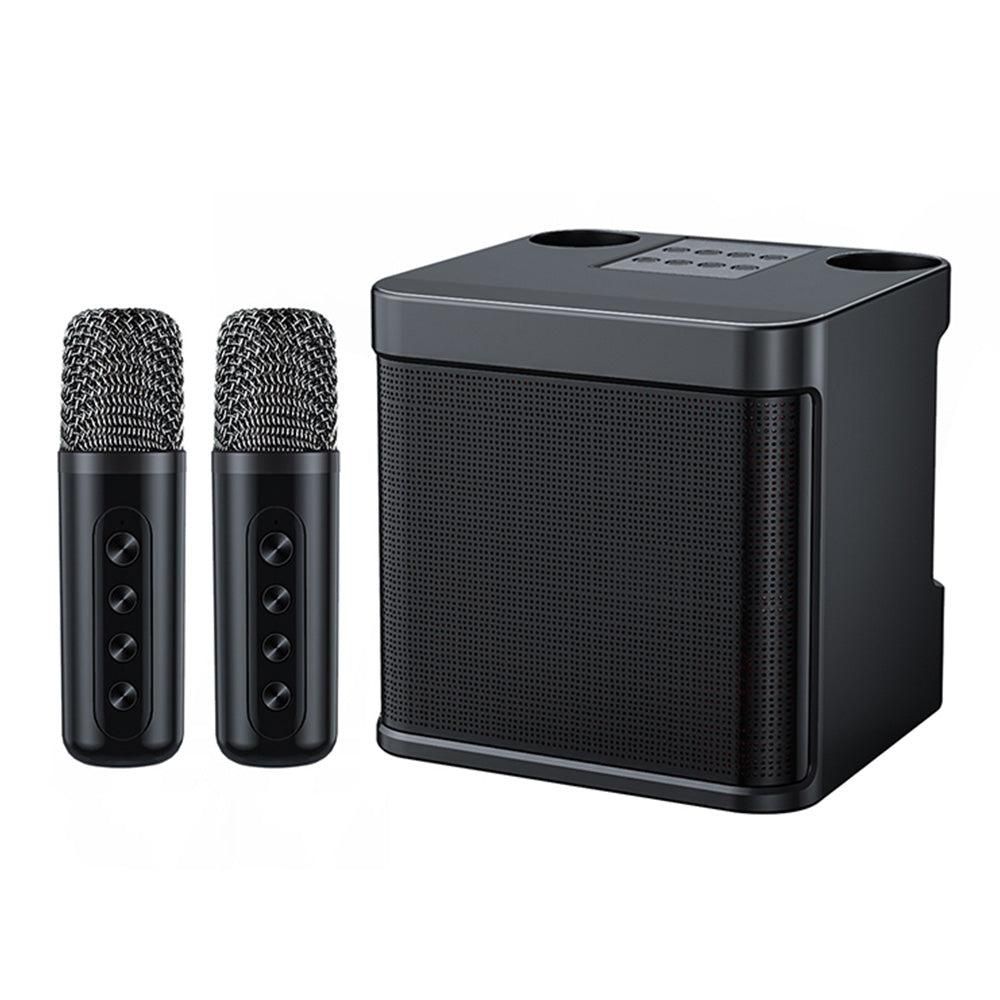 Portable Karaoke Machine with 2 Wireless Microphones Portable Bluetooth Speaker for Family Party Singing Black - Image 1