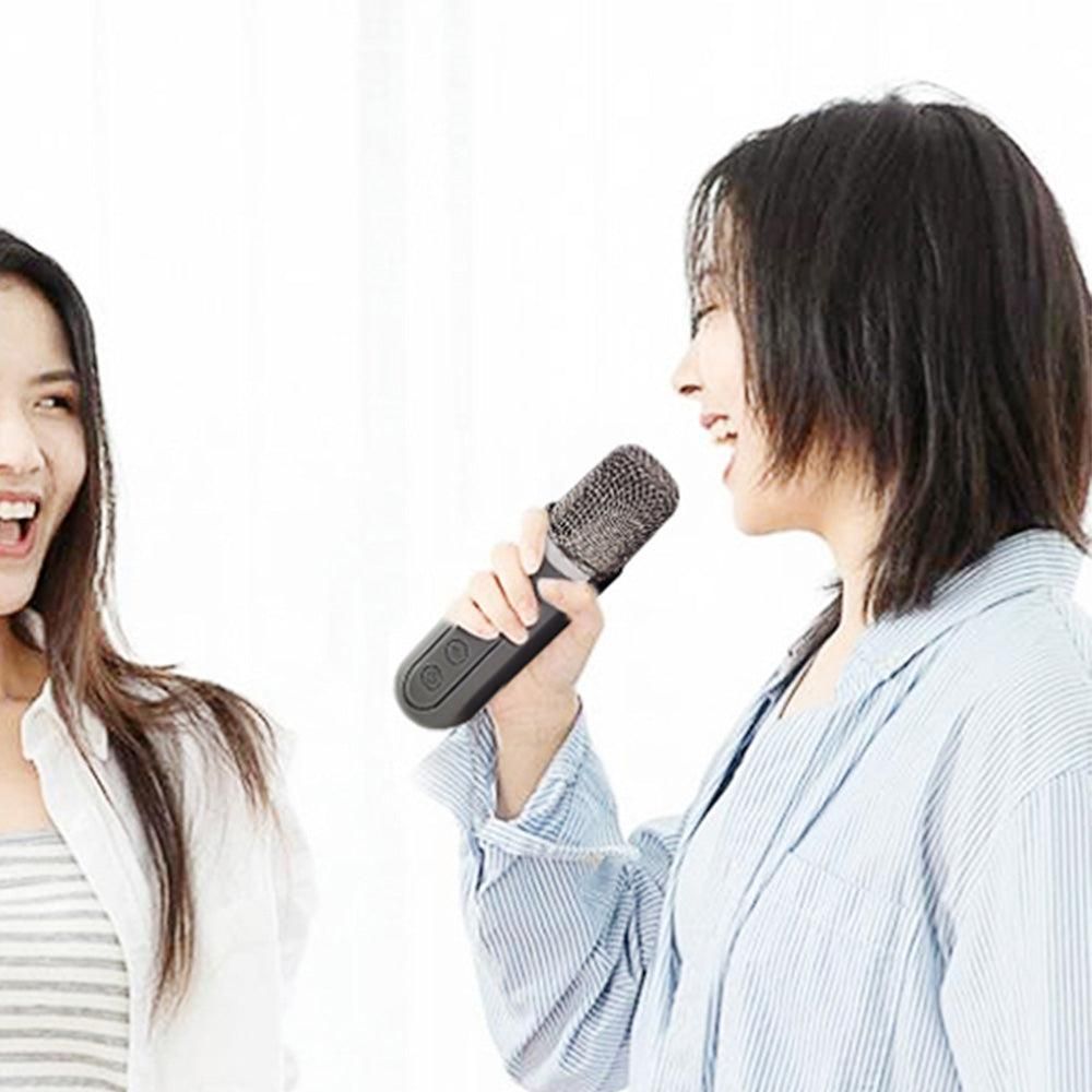 Portable Karaoke Machine with 2 Wireless Microphones Portable Bluetooth Speaker for Family Party Singing Black - Image 3