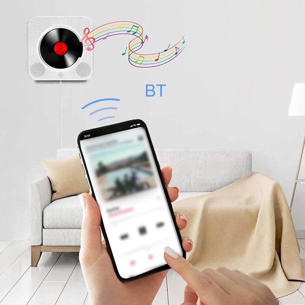 Wall-Mount Bluetooth CD Player LCD Display Music Player Home Audio Boombox White - Image 2