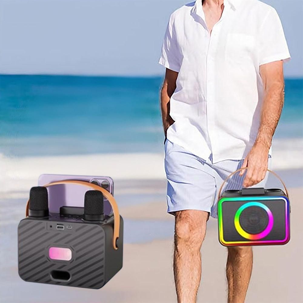 Mini Karaoke Machine Portable Bluetooth Speaker with 2 Wireless Mic - Image 2
