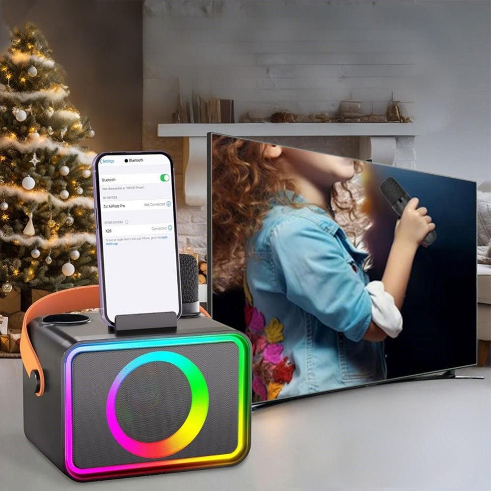 Mini Karaoke Machine Portable Bluetooth Speaker with 2 Wireless Mic - Image 6
