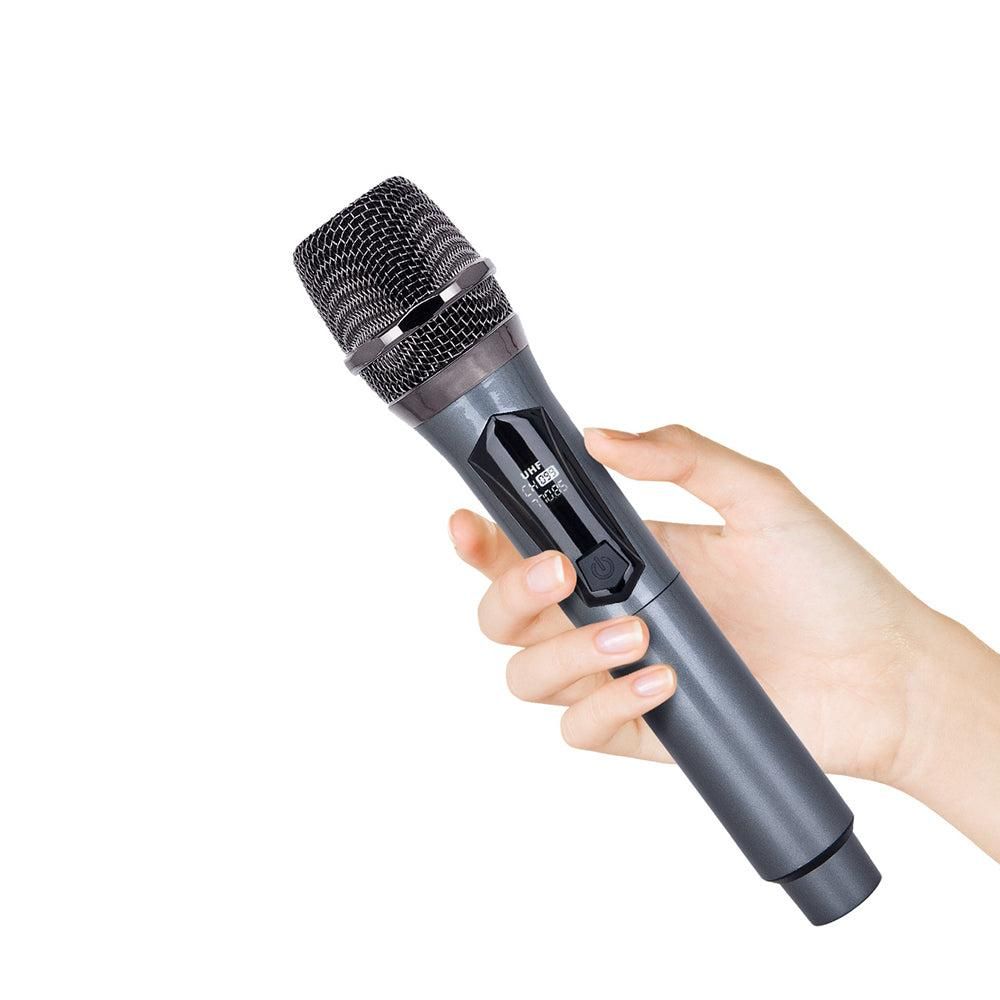 Plug and Play Wireless Microphone Rechargeable Karaoke Mic for Singing Speeches Events Gray - Image 1
