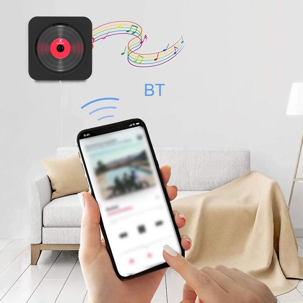 Wall-Mount Bluetooth CD Player LCD Display Music Player Home Audio Boombox Black - Image 2