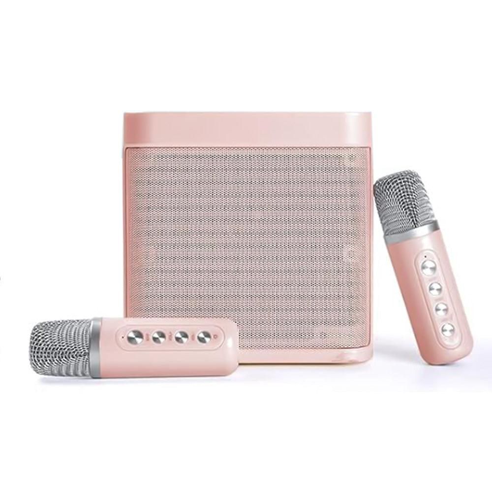 Portable Karaoke Machine with 2 Wireless Microphones Portable Bluetooth Speaker for Family Party Singing Pink - Image 1