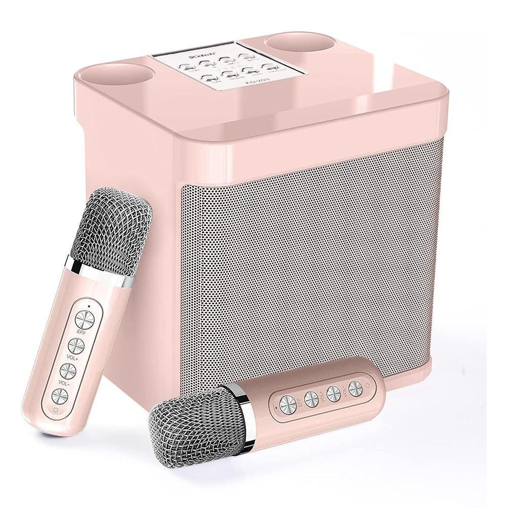 Portable Karaoke Machine with 2 Wireless Microphones Portable Bluetooth Speaker for Family Party Singing Pink - Image 2