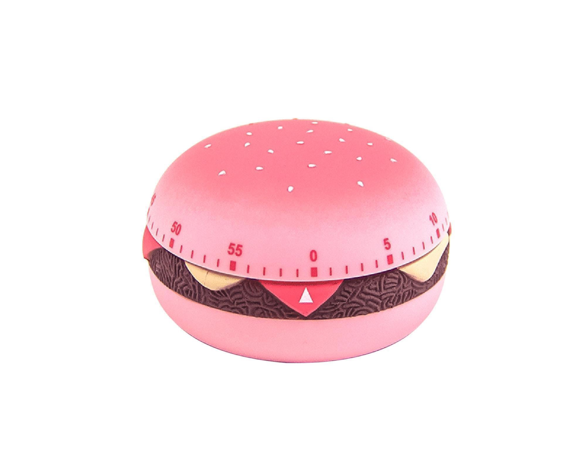 Cooking Alarm 60-Minute Crack Resistant ABS Hamburger Shaped Counter Timer Kitchen Accessories-Pink - Image 1