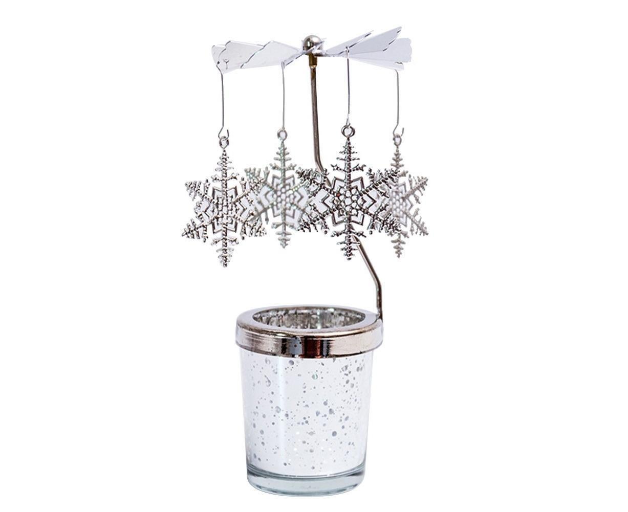 Rotating Carousel Tea Light Hanging Deer Candle Holder Candlestick Room Decor-Snowflake * - Image 1