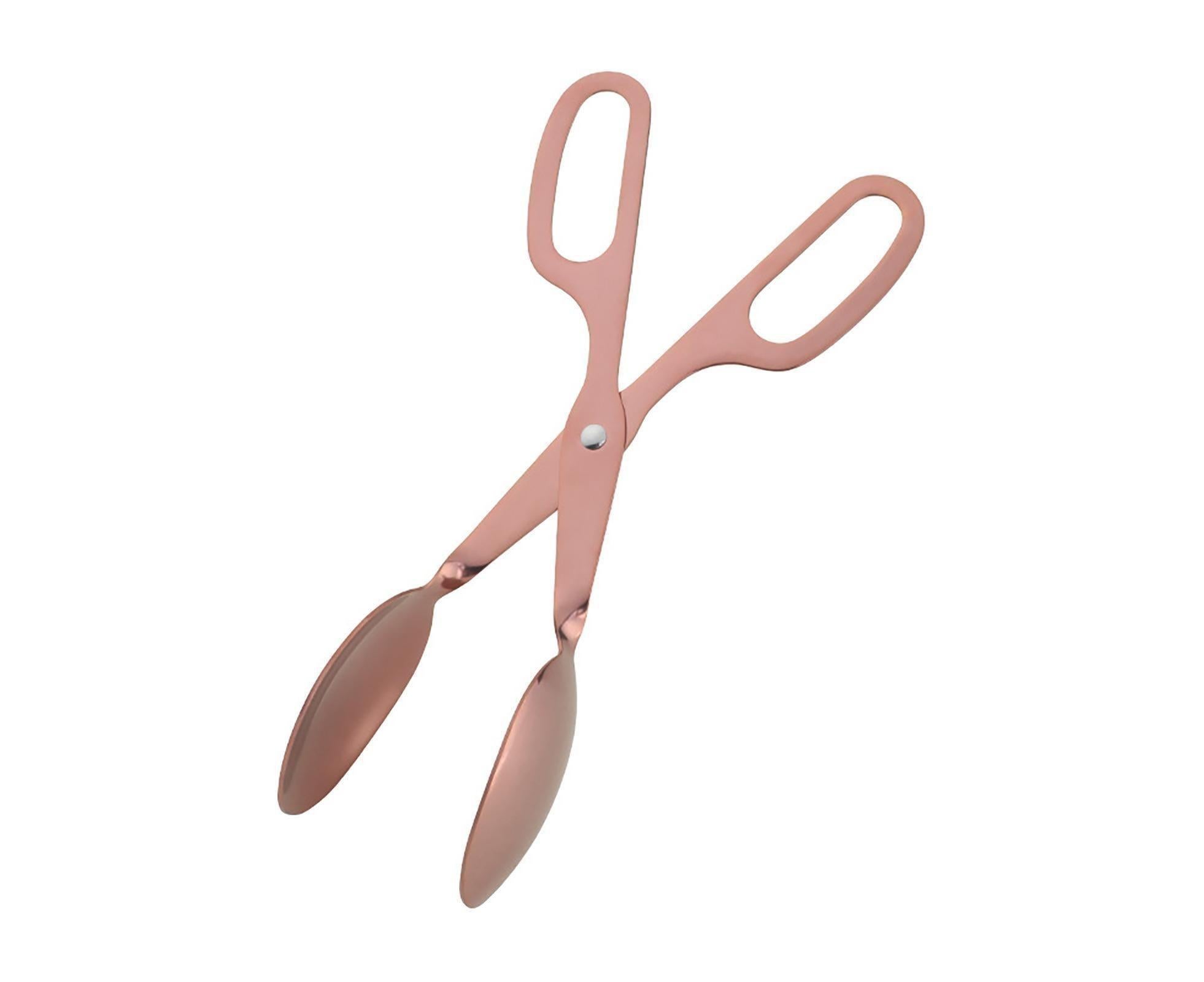 Food Tongs Scissors Shaped Salad Scissor Tongs-BBQ-Rose Gold - Image 1