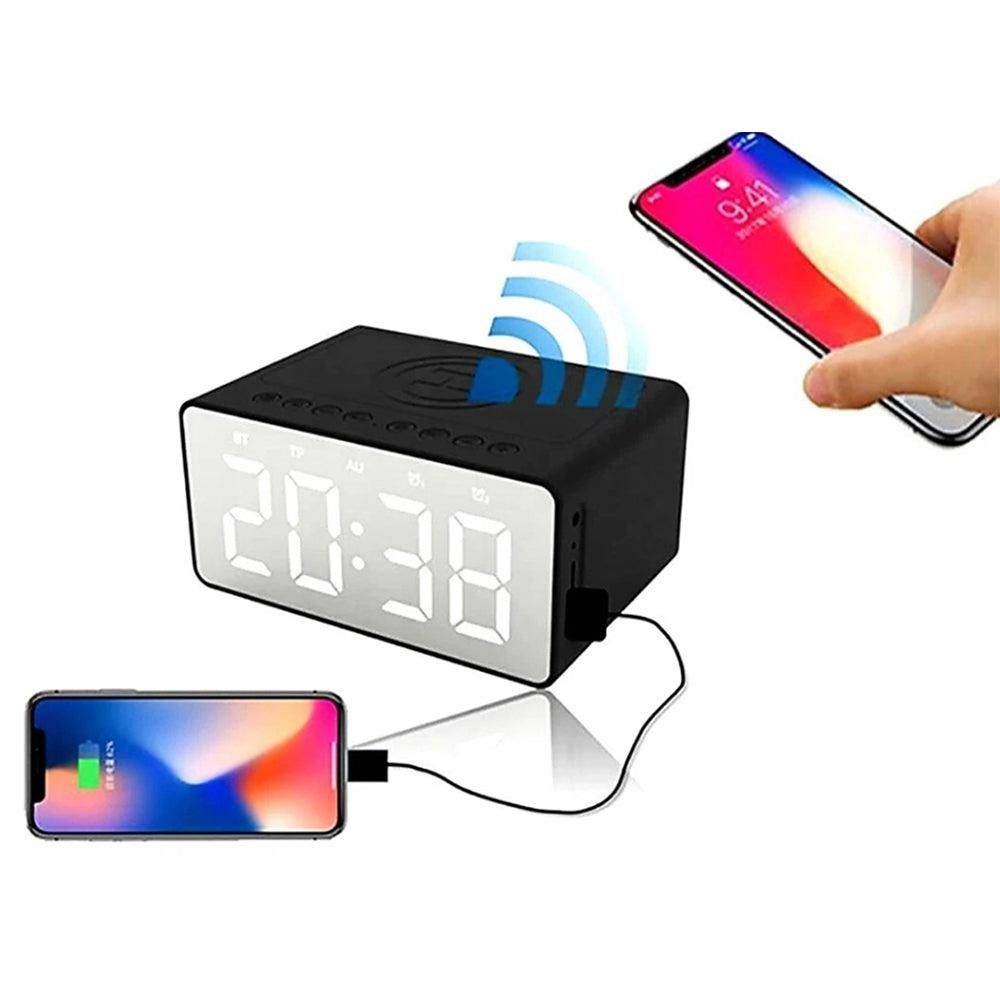 Wireless Charging Bluetooth Speaker with LED Digital Alarm Clock and FM Radio - Image 4