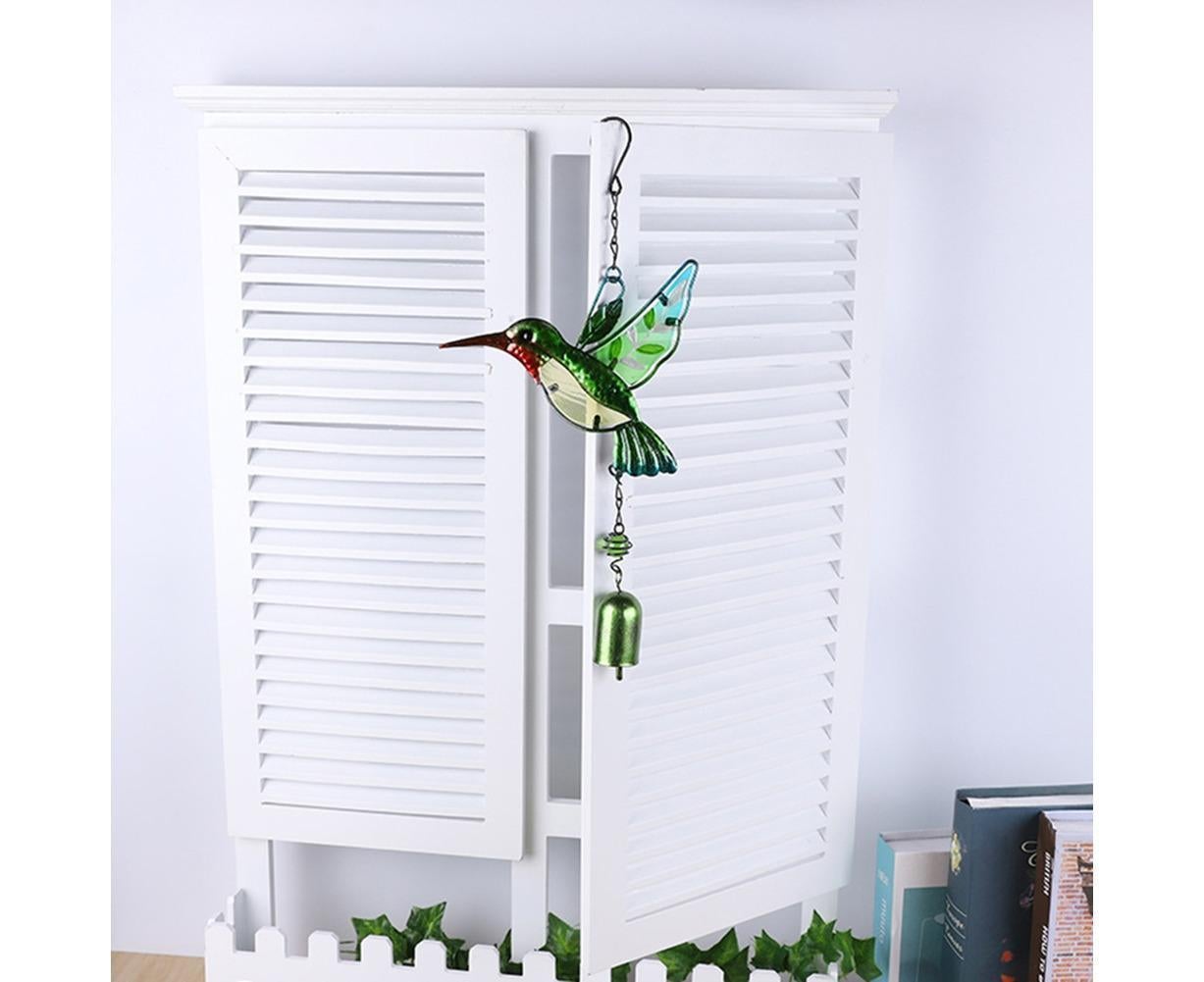 Cute Hummingbird Metal Tubes Wind Chime Bell Home Yard Wall Hanging Ornament-Blue Wind Chime Tube - Image 6