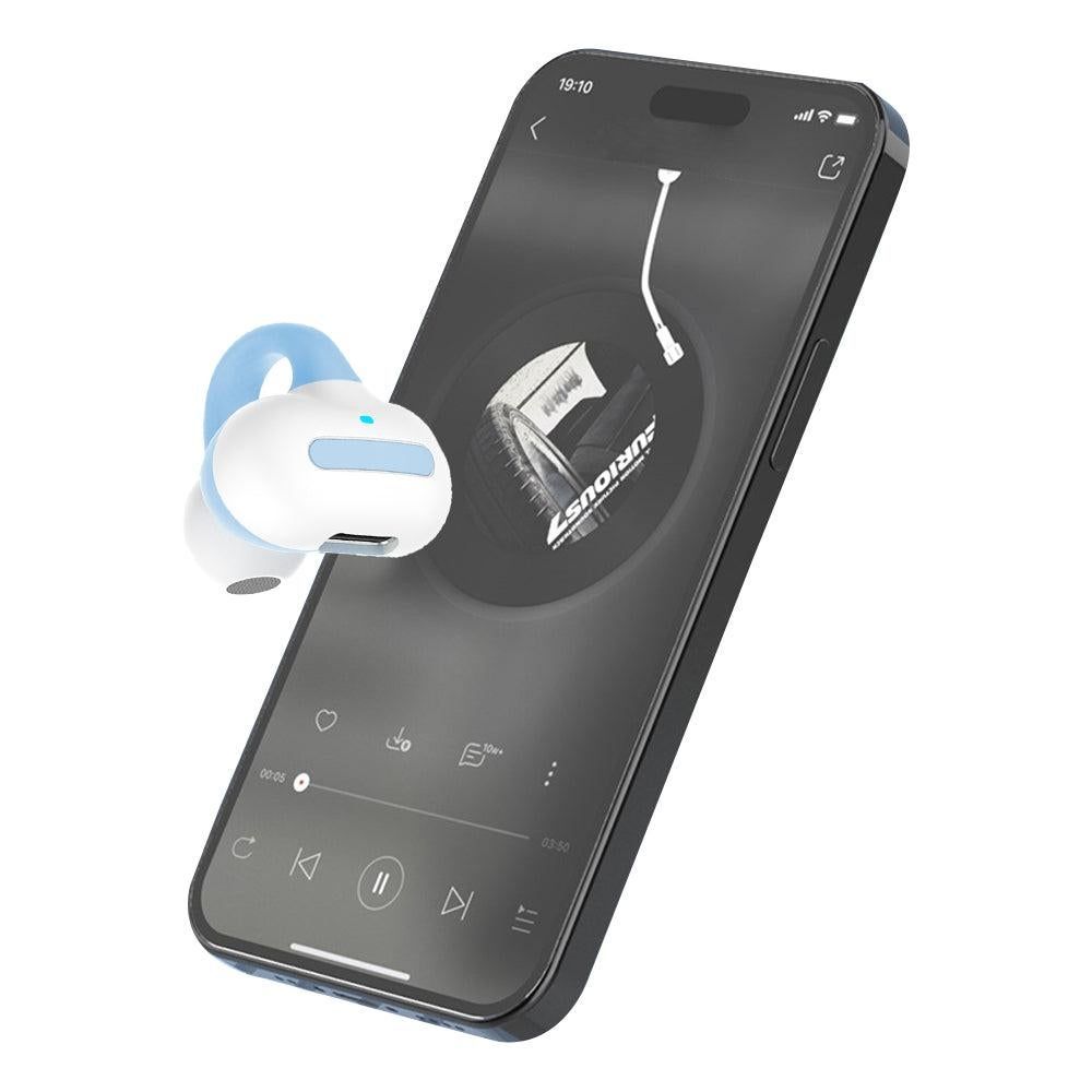 MG8 Wireless Bluetooth 5.2 Single Earphone Ear-clip Headphones TWS Sports Earbuds with Charging Case Blue - Image 3