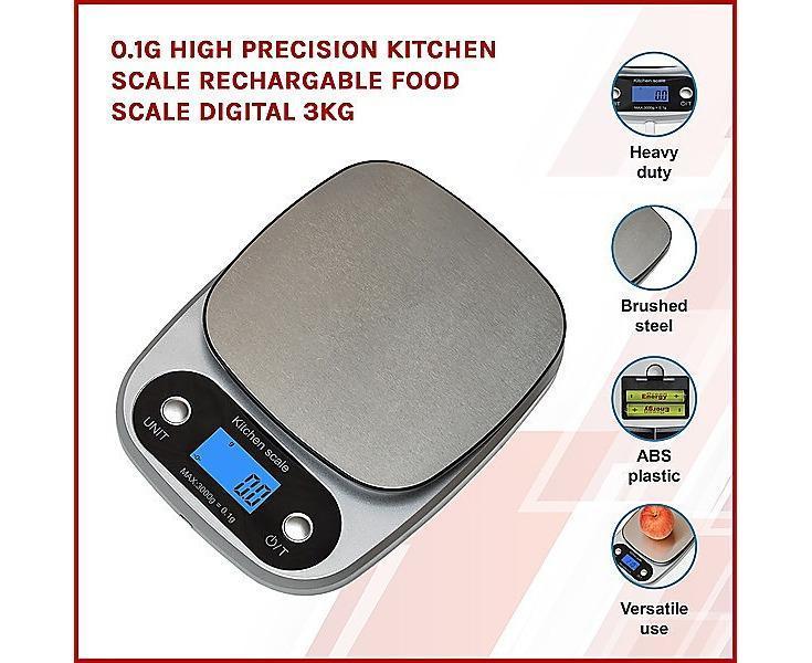 0.1g High Precision Kitchen Scale Rechargable Food Scale Digital 3KG One Size - Image 2