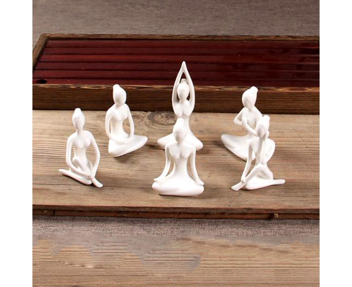 Ceramic Simulation Yoga Girl Model Art Craft Home Cabinet Office Desktop Decor-10# - Image 2