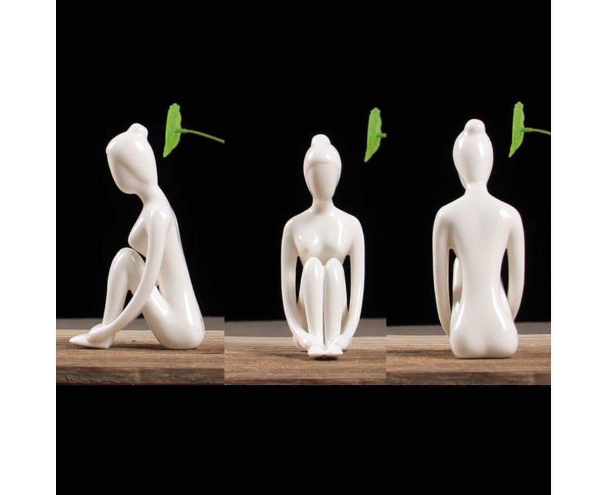 Ceramic Simulation Yoga Girl Model Art Craft Home Cabinet Office Desktop Decor-10# - Image 3