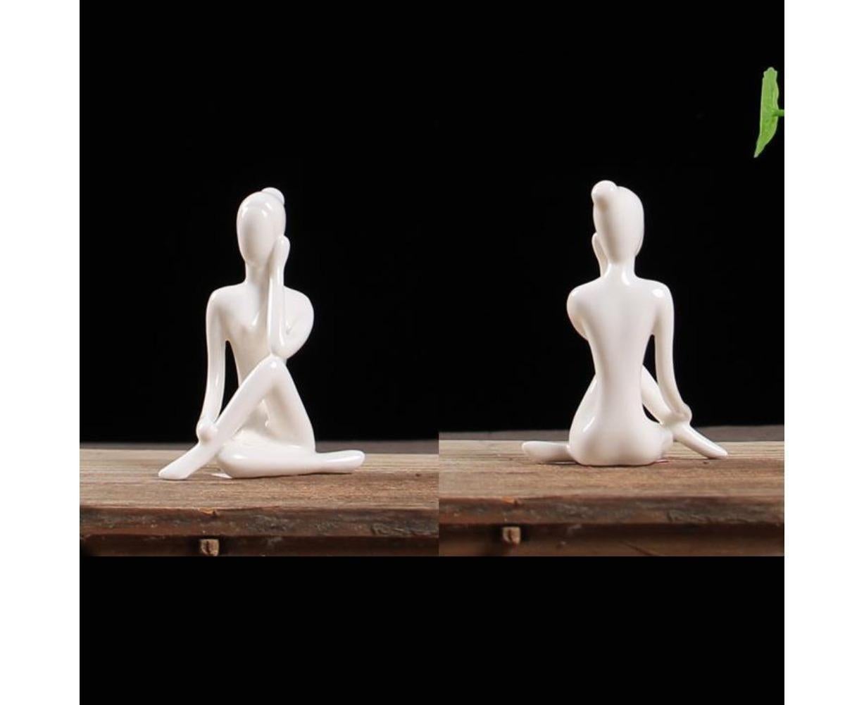 Ceramic Simulation Yoga Girl Model Art Craft Home Cabinet Office Desktop Decor-10# - Image 5