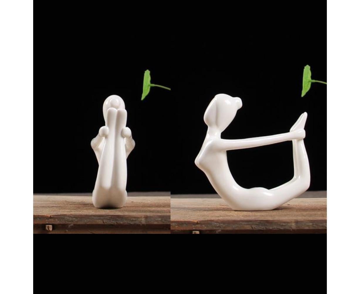 Ceramic Simulation Yoga Girl Model Art Craft Home Cabinet Office Desktop Decor-10# - Image 6