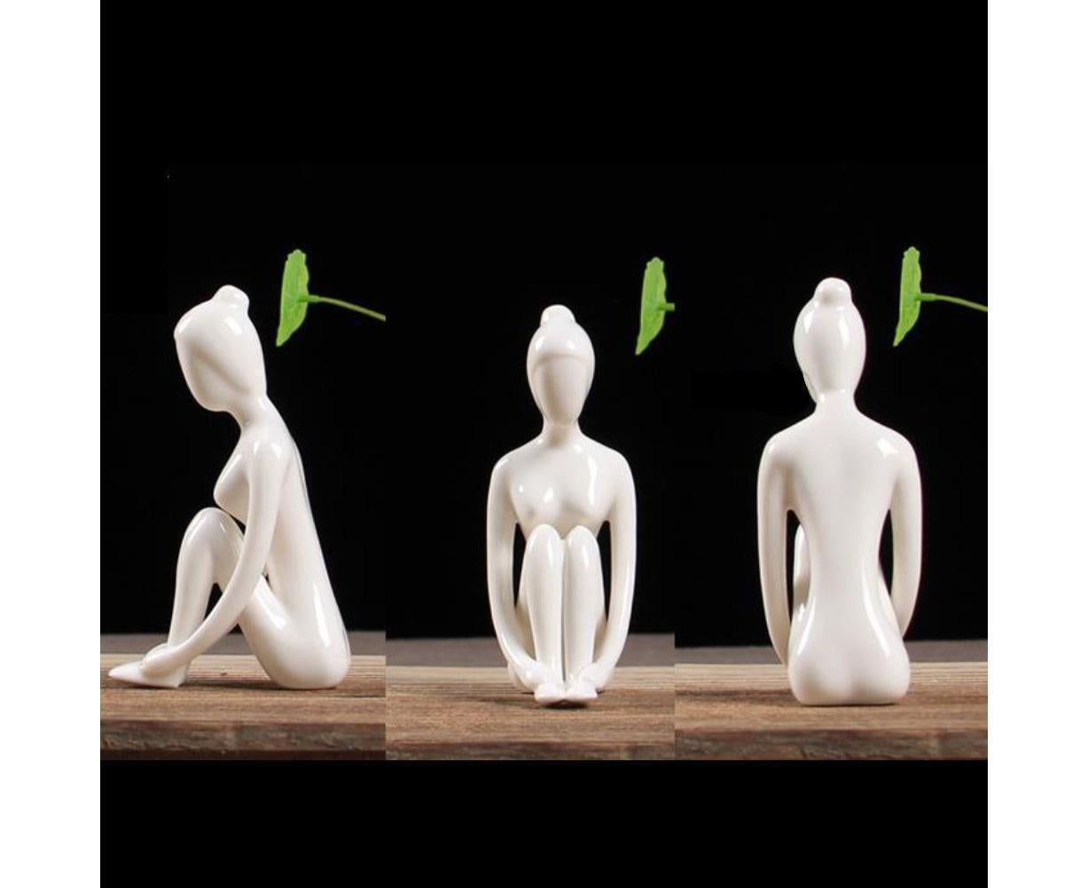 Ceramic Simulation Yoga Girl Model Art Craft Home Cabinet Office Desktop Decor-10# - Image 8