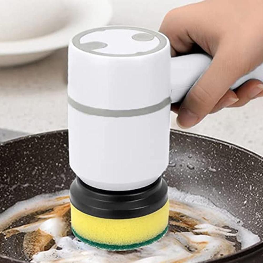 Set of 6 in 1 Handheld Electric Cleaning Brush USB Rechargeable Electric Dishwashing Brush Kitchen Cleaning Tool White - Image 2