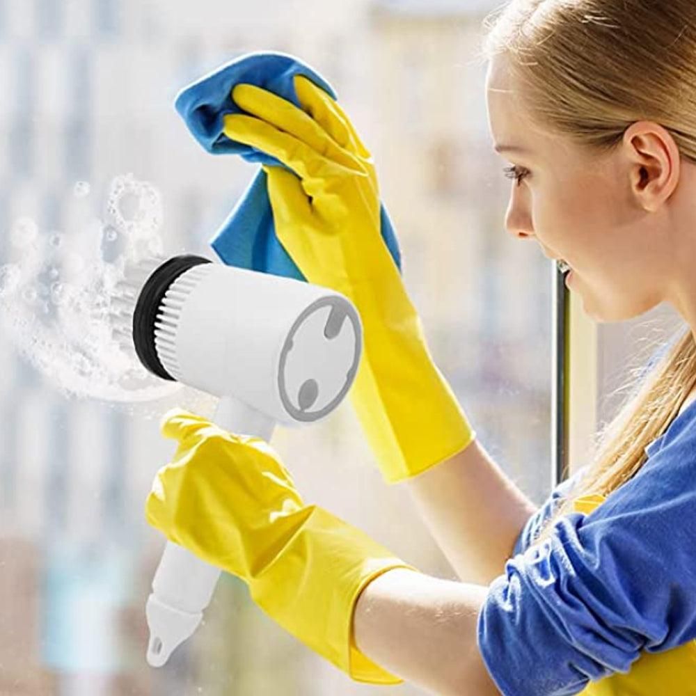 Set of 6 in 1 Handheld Electric Cleaning Brush USB Rechargeable Electric Dishwashing Brush Kitchen Cleaning Tool White - Image 3