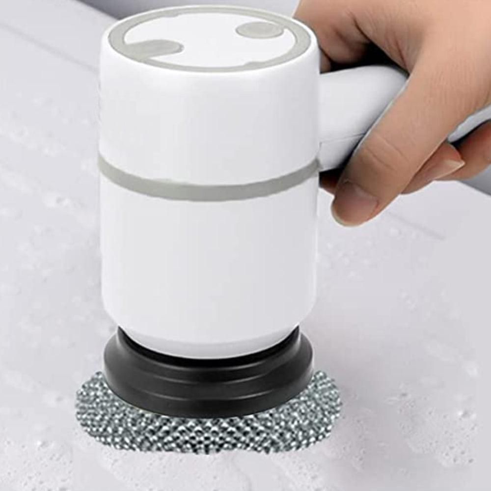 Set of 6 in 1 Handheld Electric Cleaning Brush USB Rechargeable Electric Dishwashing Brush Kitchen Cleaning Tool White - Image 4