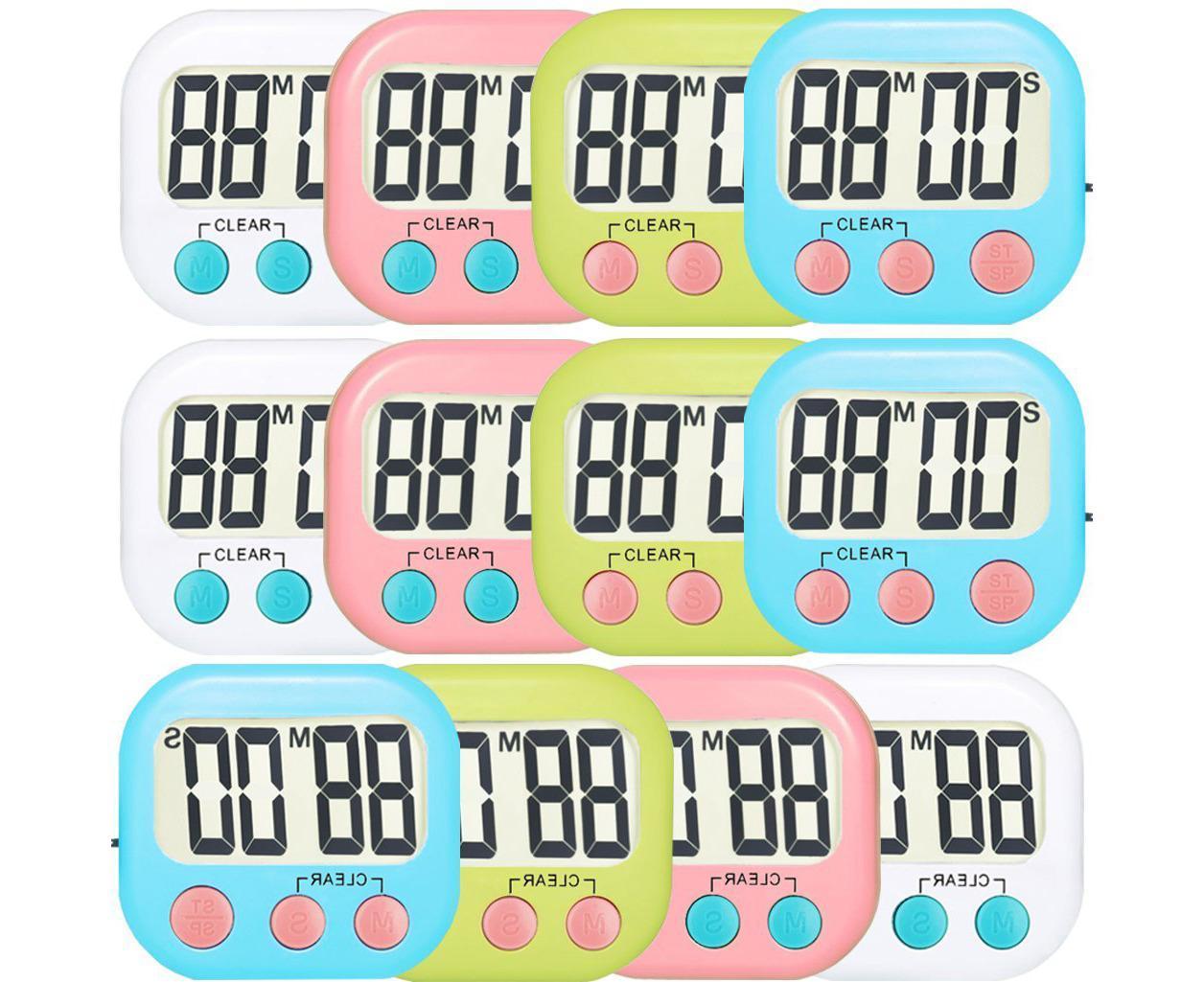 12 Pack Digital Kitchen Timer Strong grip Electronic Countdown Timer Small Loud Alarm - Image 1