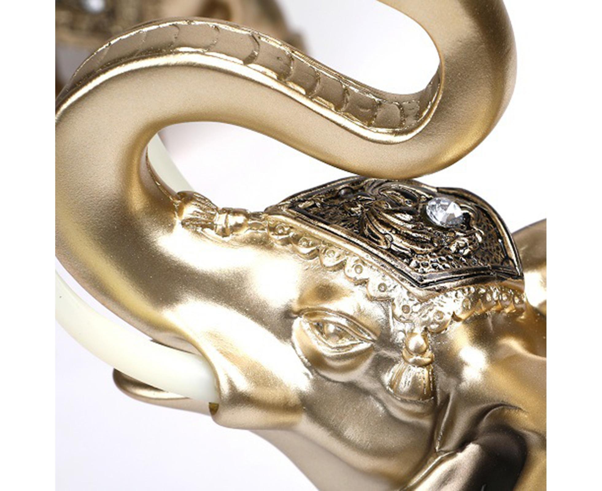 Eye-catching Elephant Figurine Fine Symbol Resin Elegant Elephant Trunk Sculpture for Home-Golden S - Image 3