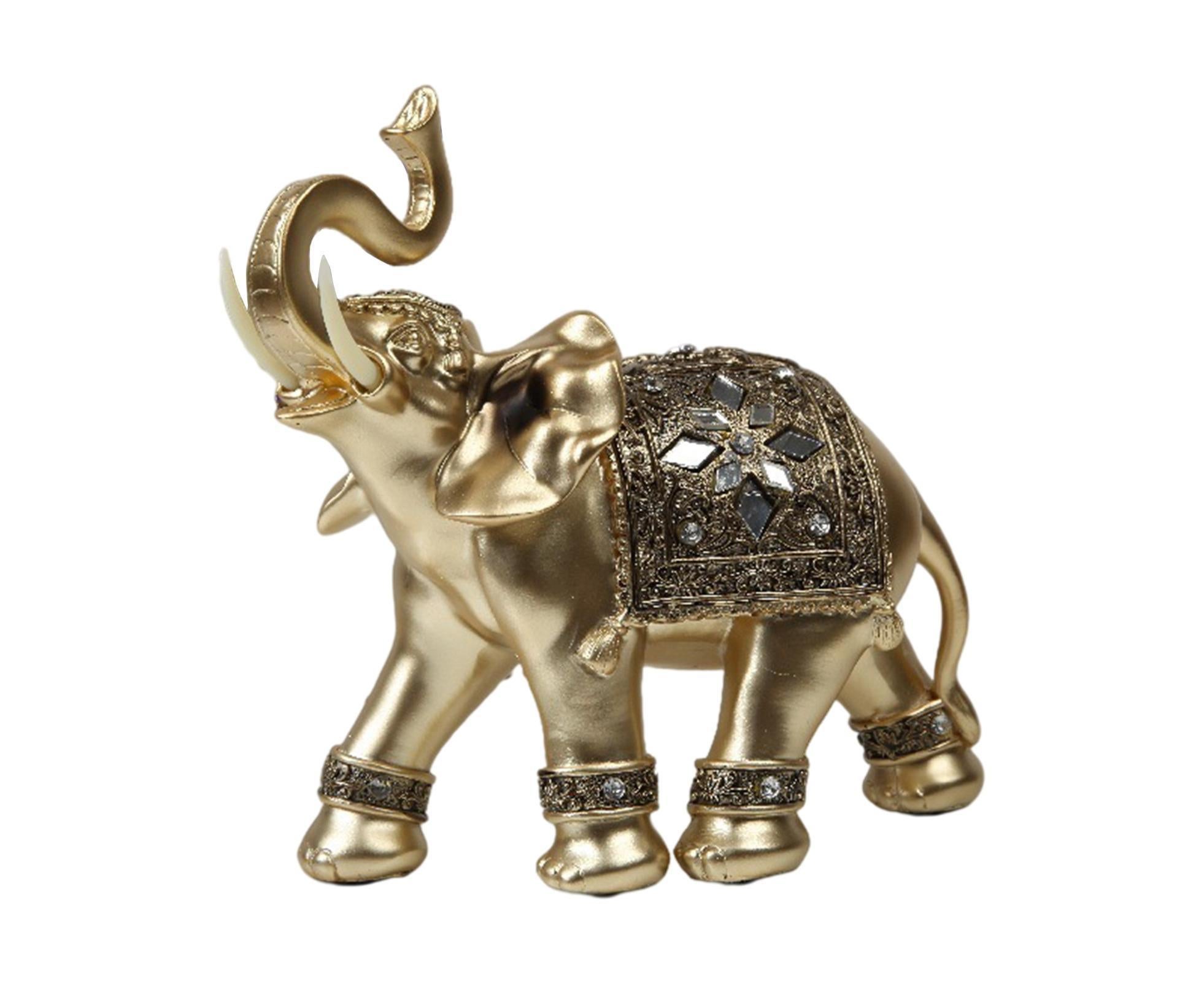 Eye-catching Elephant Figurine Fine Symbol Resin Elegant Elephant Trunk Sculpture for Home-Golden S - Image 6