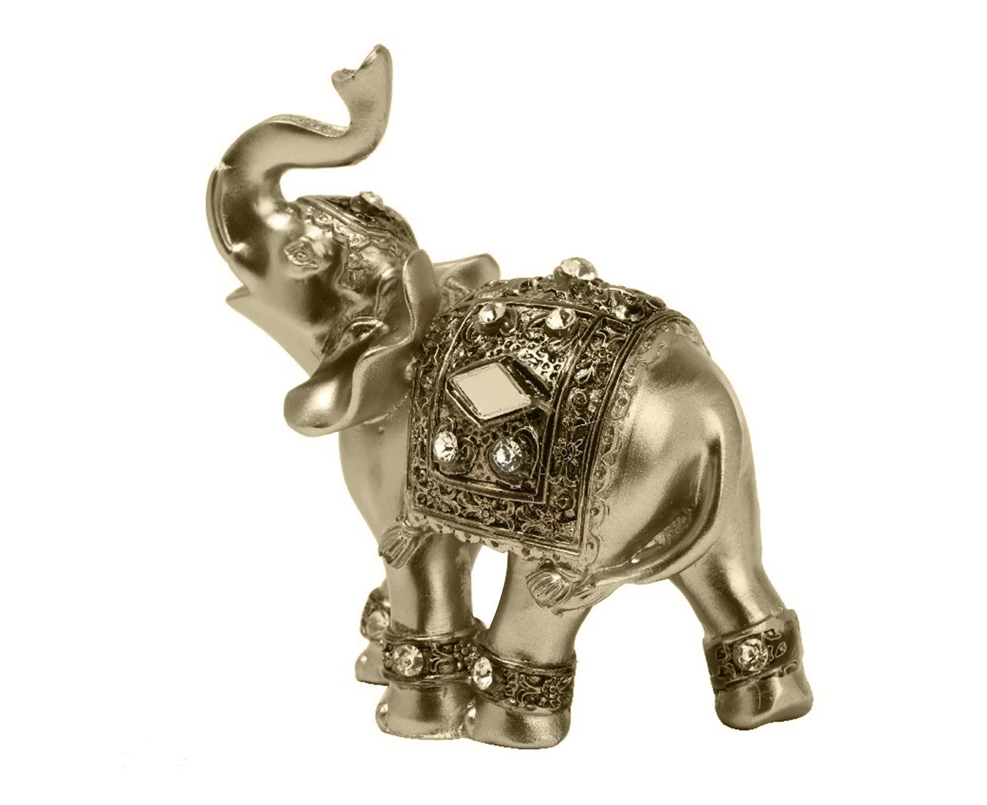 Eye-catching Elephant Figurine Fine Symbol Resin Elegant Elephant Trunk Sculpture for Home-Golden S - Image 7