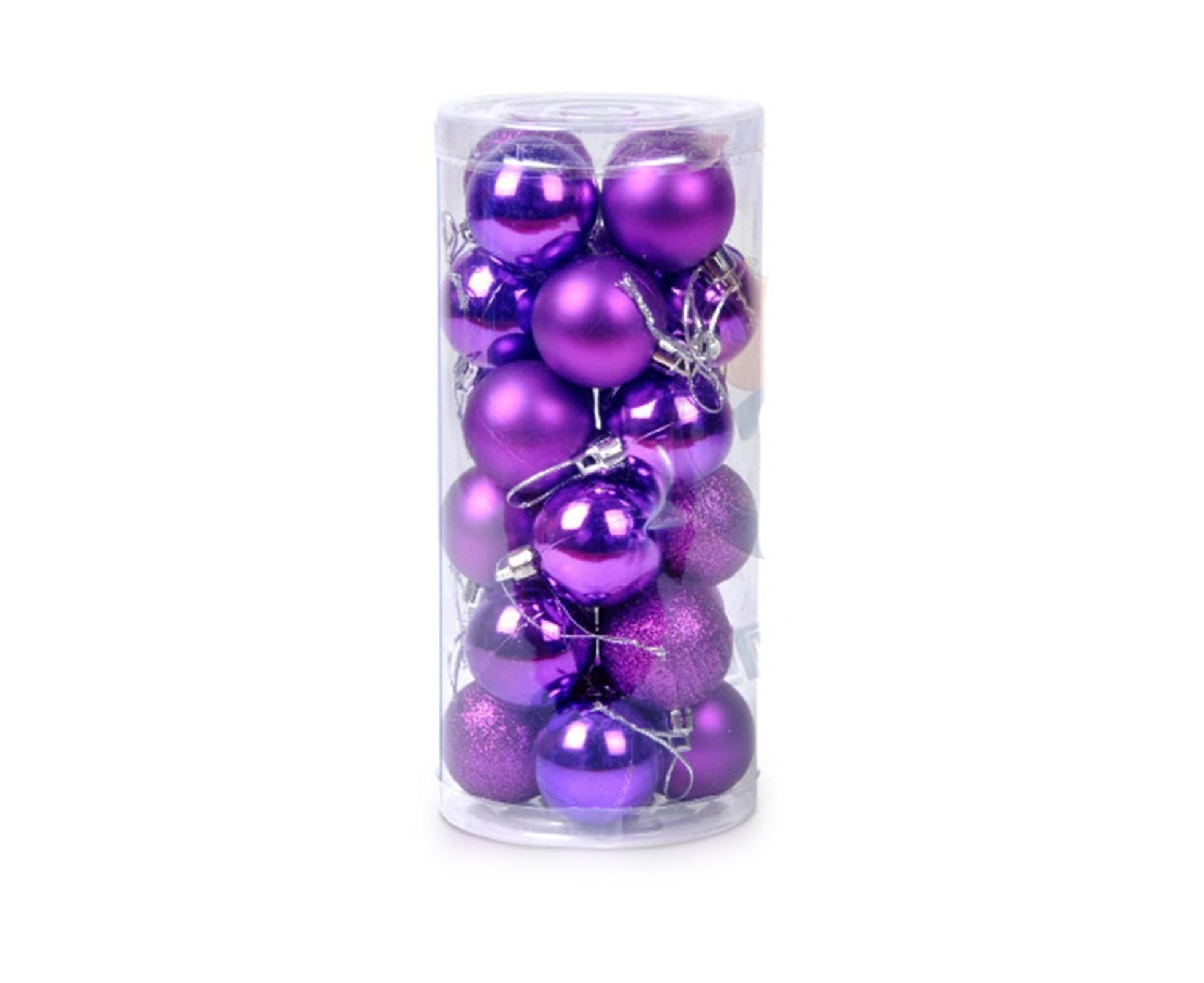 24Pcs Christmas Balls Glitter Anti-fade Plastic Christmas Tree Decor Balls for Home-Purple 4cm - Image 1