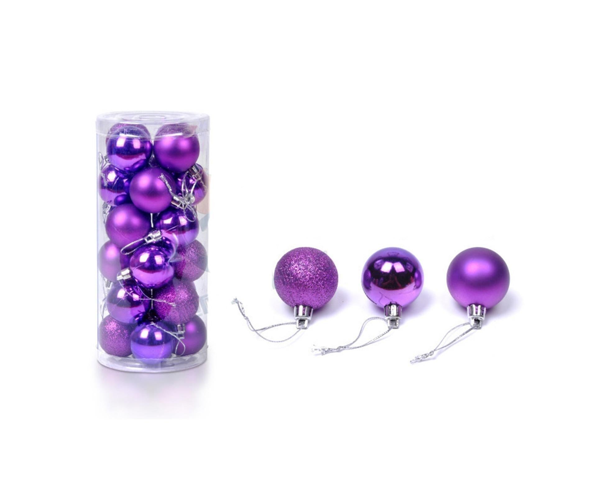 24Pcs Christmas Balls Glitter Anti-fade Plastic Christmas Tree Decor Balls for Home-Purple 4cm - Image 2