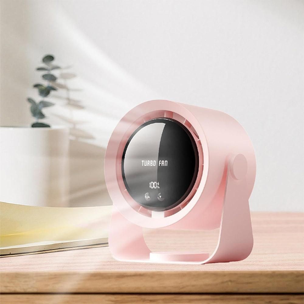 Digital Display Desk Fan Air Circulator Quiet Fan 100 Speeds Adjustable Table Fan for Camping Office Dorm Pink - Image 2