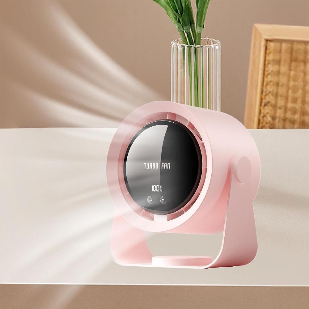 Digital Display Desk Fan Air Circulator Quiet Fan 100 Speeds Adjustable Table Fan for Camping Office Dorm Pink - Image 3