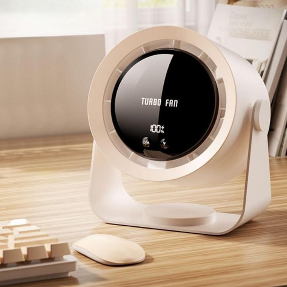 Digital Display Desk Fan Air Circulator Quiet Fan 100 Speeds Adjustable Table Fan for Camping Office Dorm Khaki - Image 2