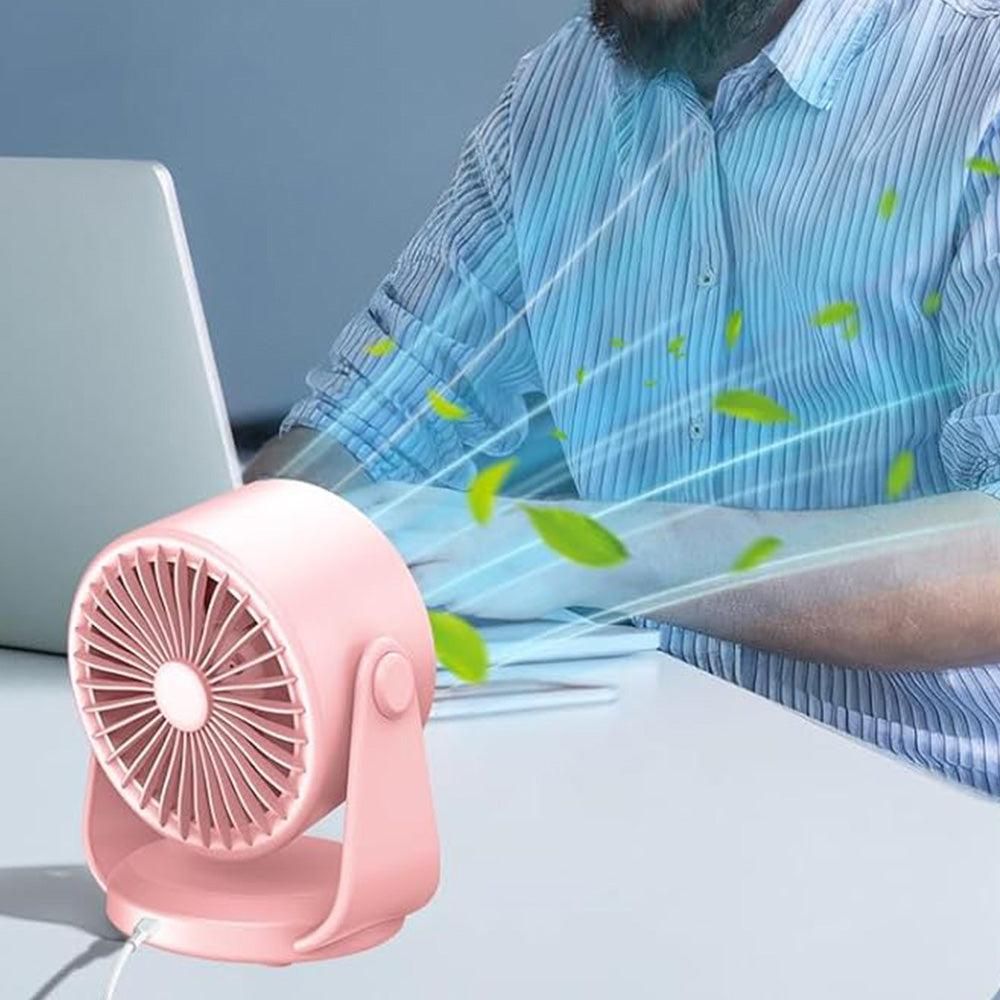Quiet Table Fans Wall-Mounted Digital Display Rechargeable Fan for Home Office Kitchen Travel Camping Pink - Image 3