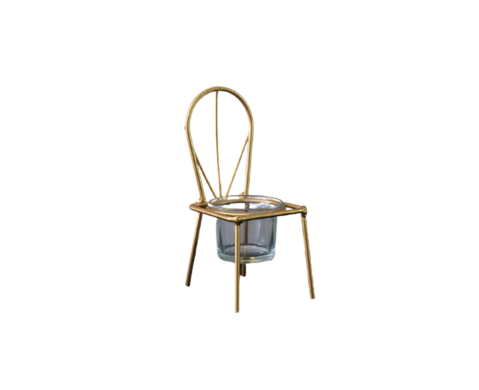 Tabletop Iron Chair Candlestick Potted Ornament Desktop Decoration Candle Holder- B - Image 1