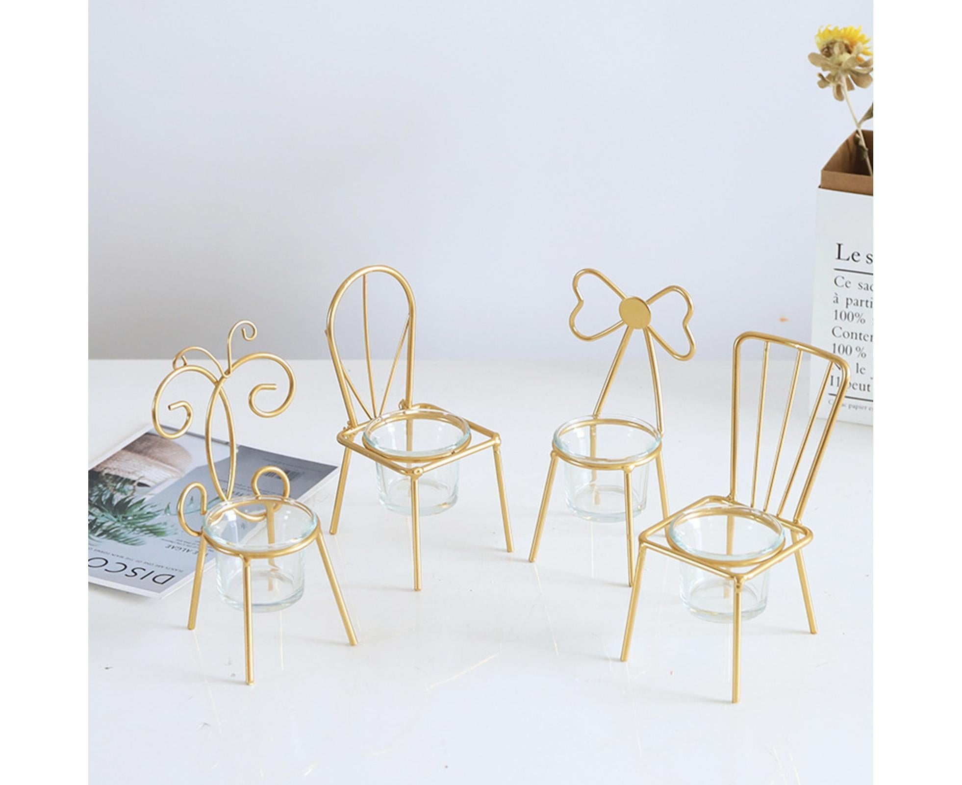 Tabletop Iron Chair Candlestick Potted Ornament Desktop Decoration Candle Holder- B - Image 2