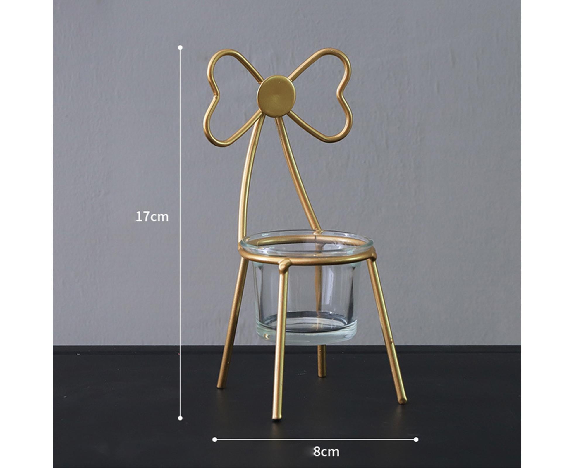 Tabletop Iron Chair Candlestick Potted Ornament Desktop Decoration Candle Holder- B - Image 3