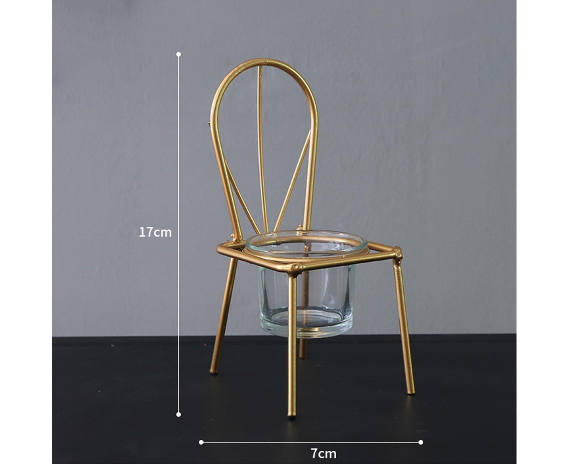 Tabletop Iron Chair Candlestick Potted Ornament Desktop Decoration Candle Holder- B - Image 4