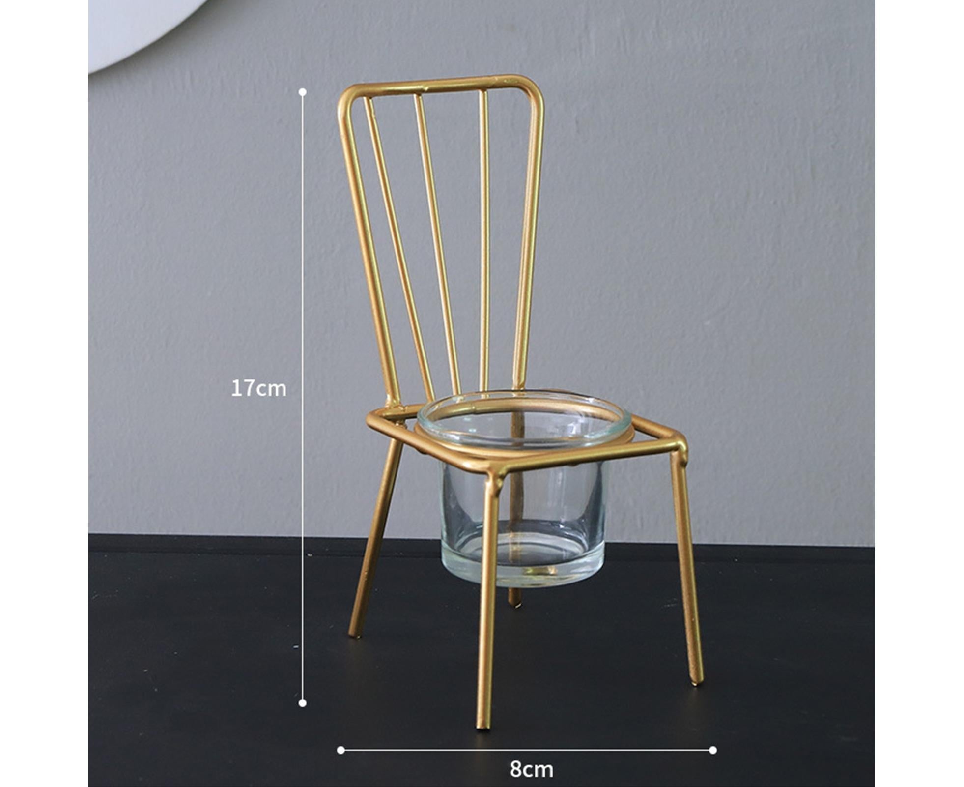Tabletop Iron Chair Candlestick Potted Ornament Desktop Decoration Candle Holder- B - Image 5