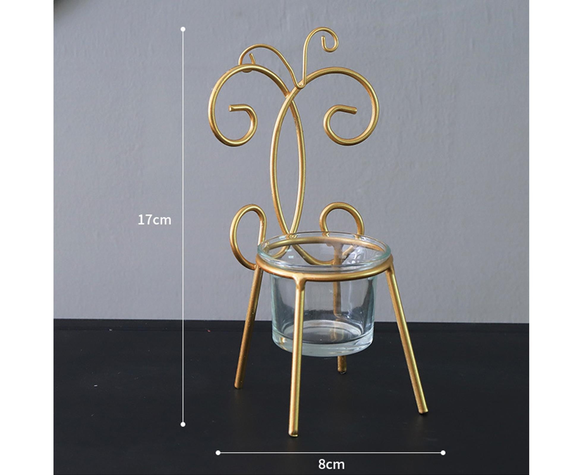 Tabletop Iron Chair Candlestick Potted Ornament Desktop Decoration Candle Holder- B - Image 6
