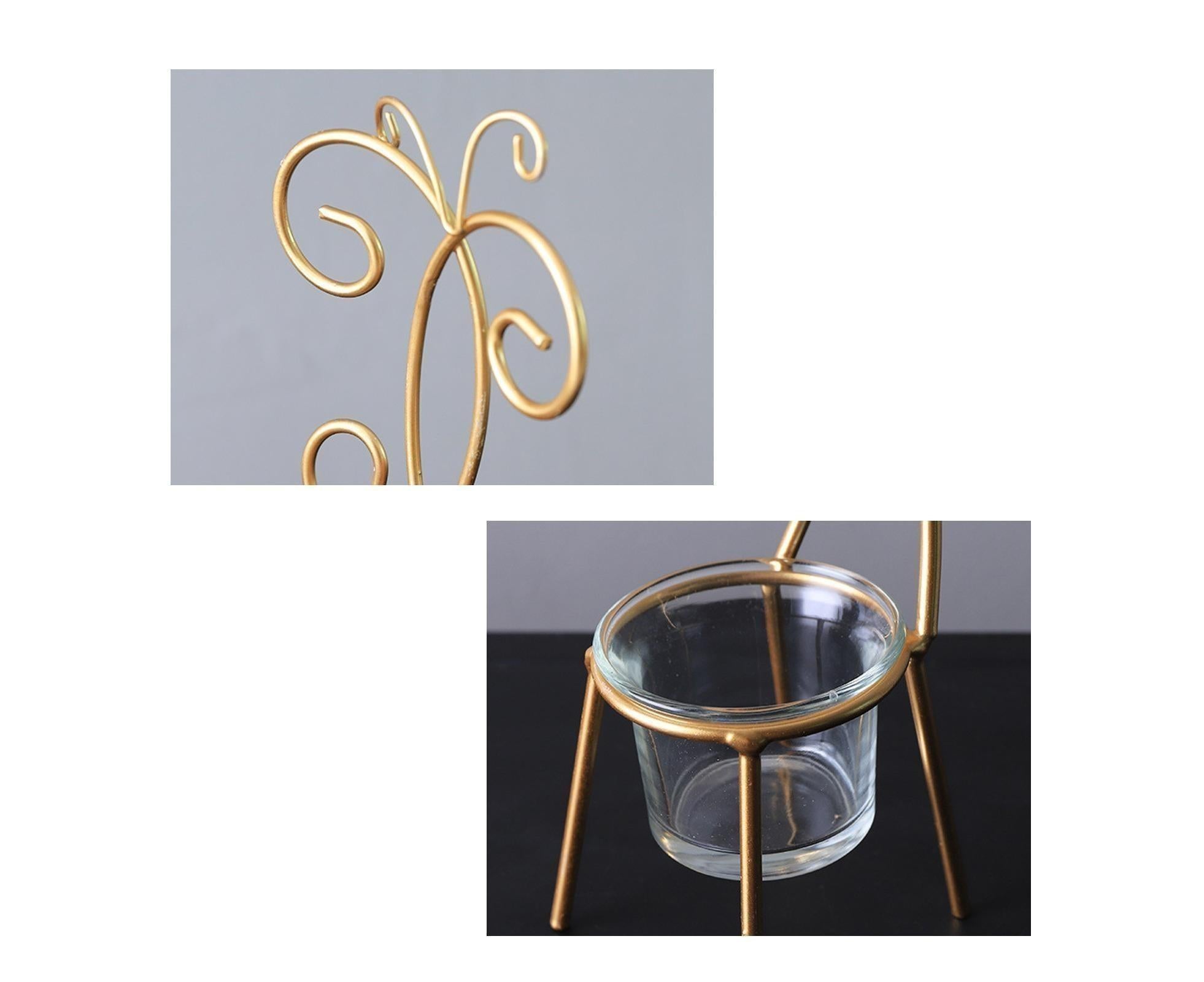 Tabletop Iron Chair Candlestick Potted Ornament Desktop Decoration Candle Holder- B - Image 7