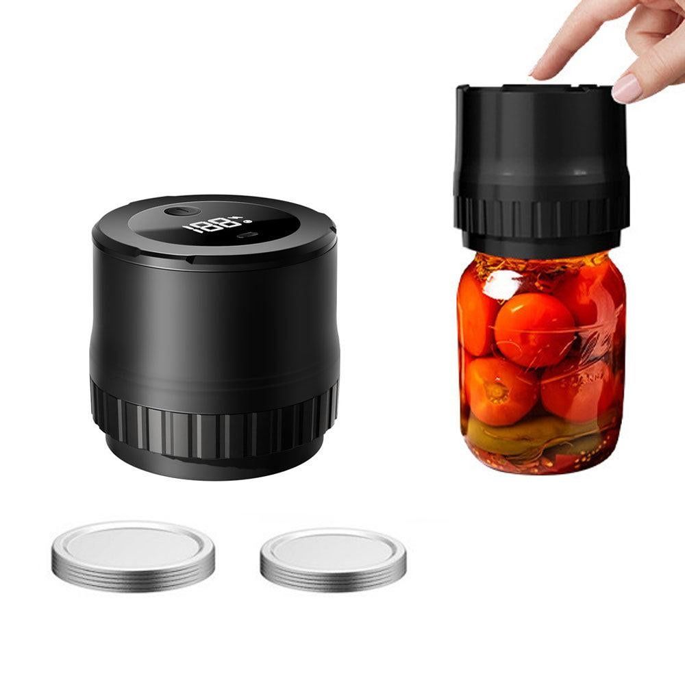 Automatic Vacuum Sealer Kit for Regular Mason Jars Rechargeable Electric Sealer with 10 Sealing Lids Black - Image 1