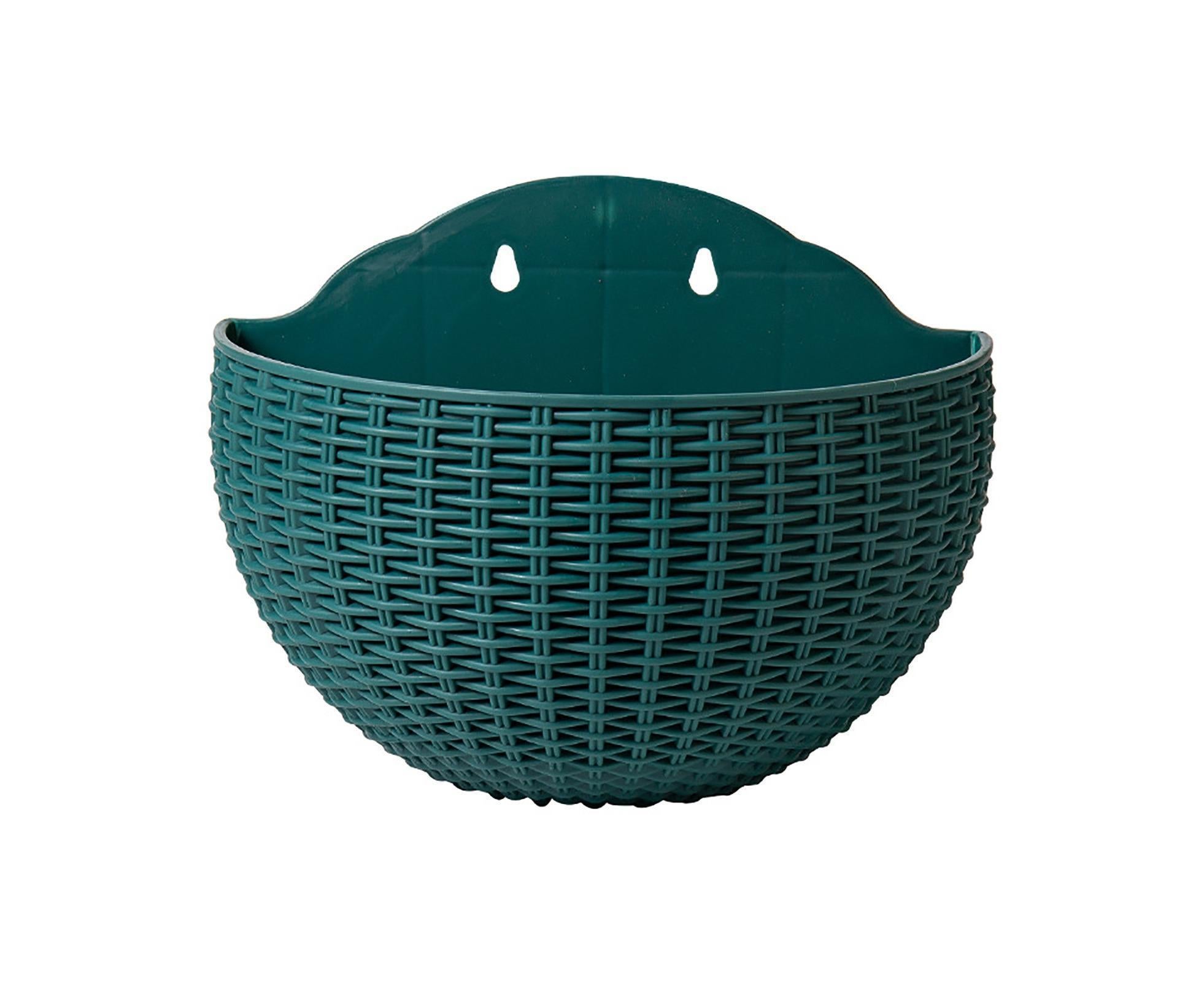 Flower Pot Exquisite Wall-mounted Plastic Wall Hanging Basket Flowerpot for Garden-Atrovirens - Image 1
