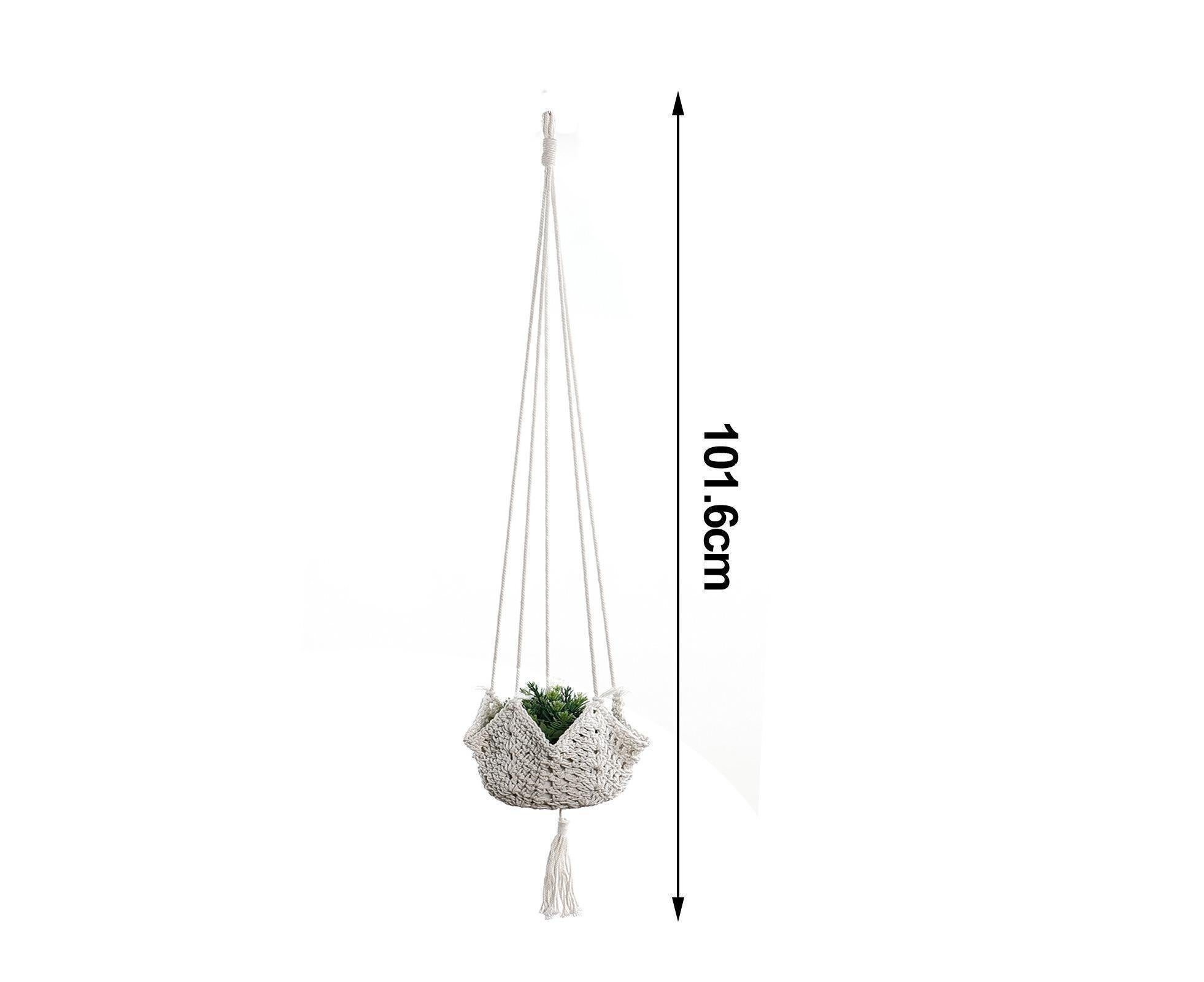 Handmade Woven Cotton Rope Hanger-Beige - Image 4