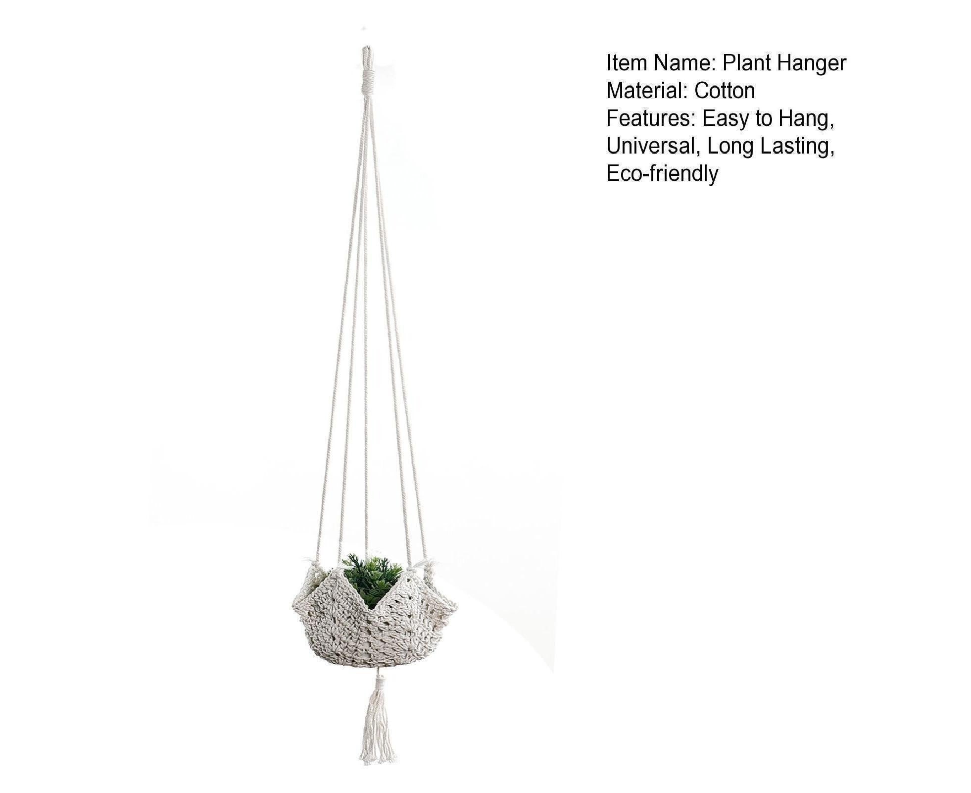Handmade Woven Cotton Rope Hanger-Beige - Image 5