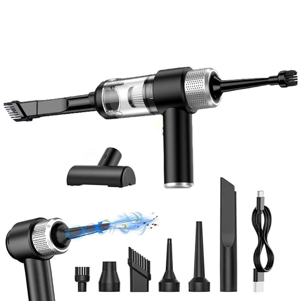 4-in-1 Handheld Car Vacuum Cleaner Portable Cordless Air Duster with LED Light for Car Home Office Black - Image 1
